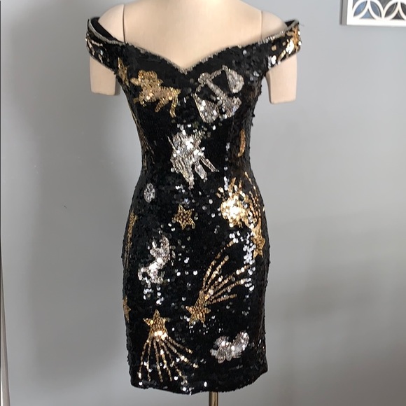 Vintage Dresses & Skirts - Zodiac moon and stars Cocktail dress small